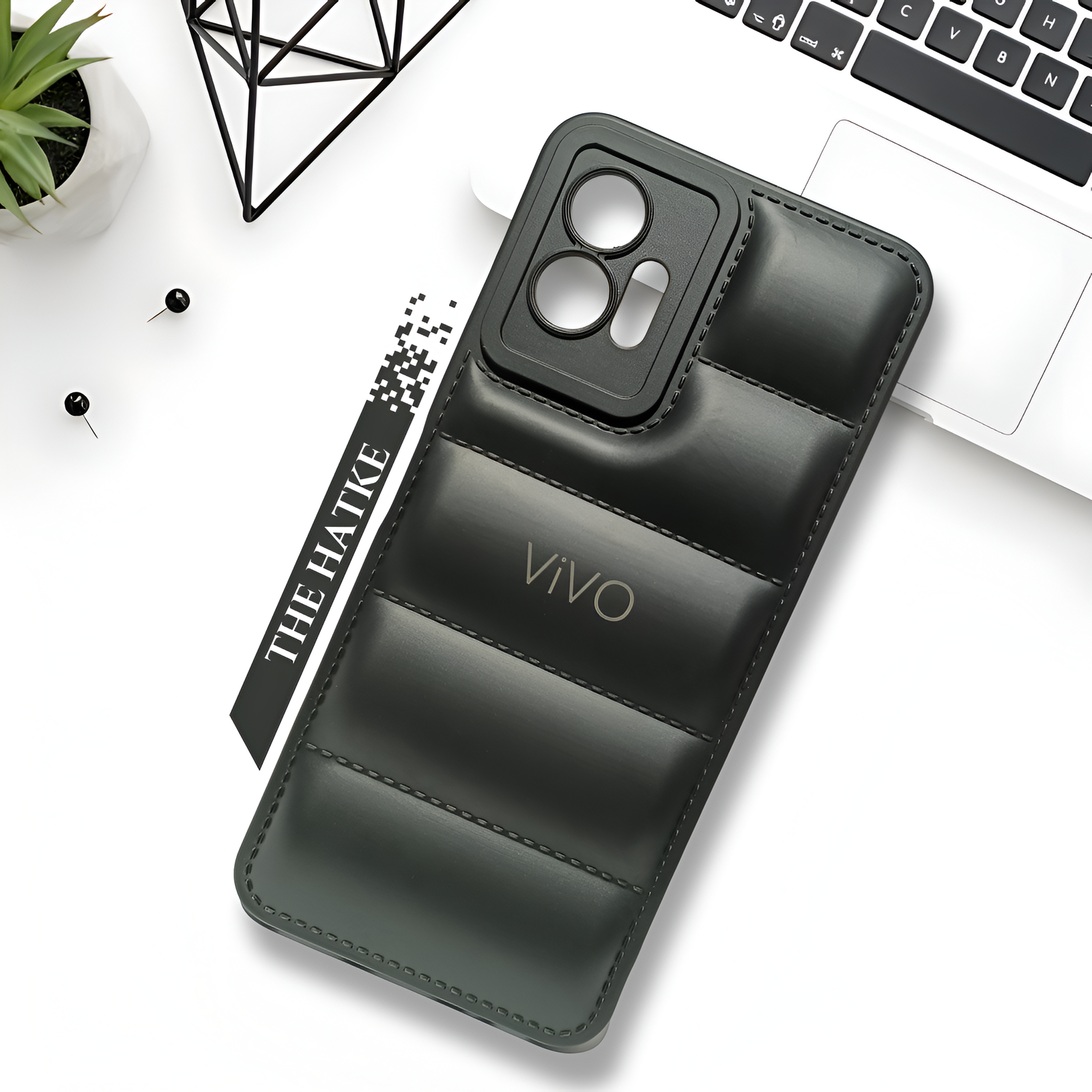 Black Puffon silicone case for Vivo T1 5g - The Hatke