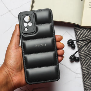 Black Puffon silicone case for Vivo V21 - The Hatke