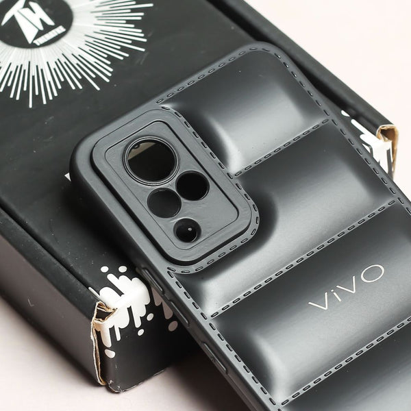 Black Puffon silicone case for Vivo V21 - The Hatke