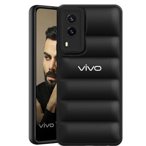 Black Puffon silicone case for Vivo V21e 5G - The Hatke