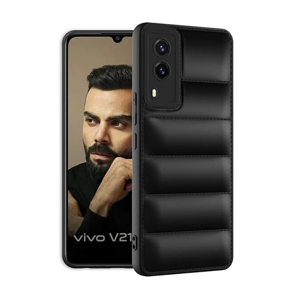 Black Puffon silicone case for Vivo V21e 5G - The Hatke