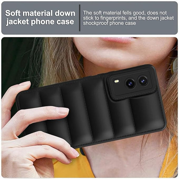 Black Puffon silicone case for Vivo V21e 5G - The Hatke