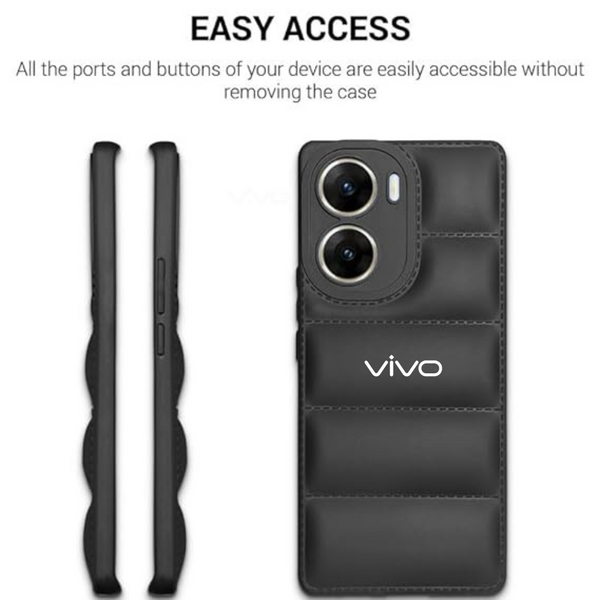 Black Puffon silicone case for Vivo V29E 5G - The Hatke