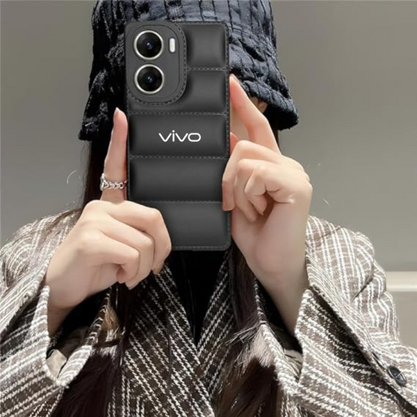 Black Puffon silicone case for Vivo V29E 5G - The Hatke