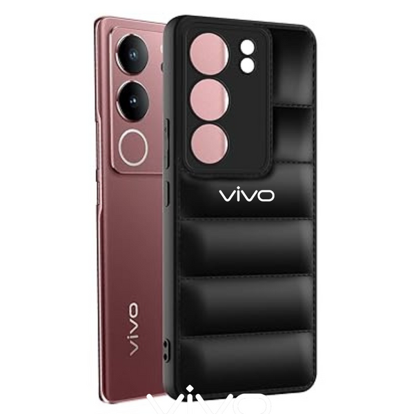 Black Puffon silicone case for Vivo V29 5G - The Hatke