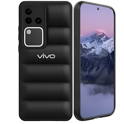 Black Puffon silicone case for Vivo V30 5G - The Hatke