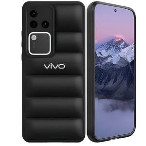 Black Puffon silicone case for Vivo V30 Pro 5G - The Hatke