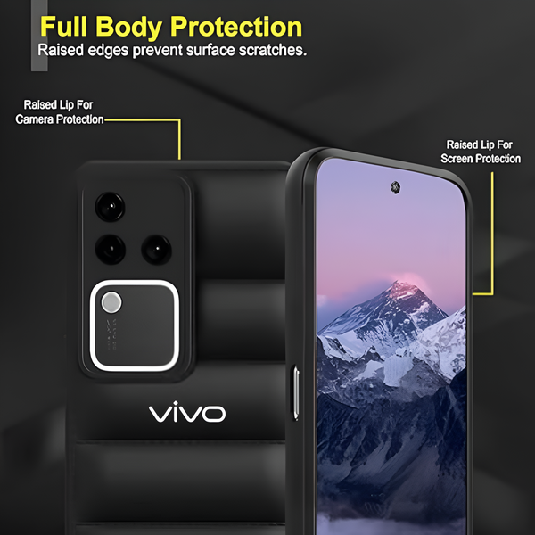 Black Puffon silicone case for Vivo V30 Pro 5G - The Hatke