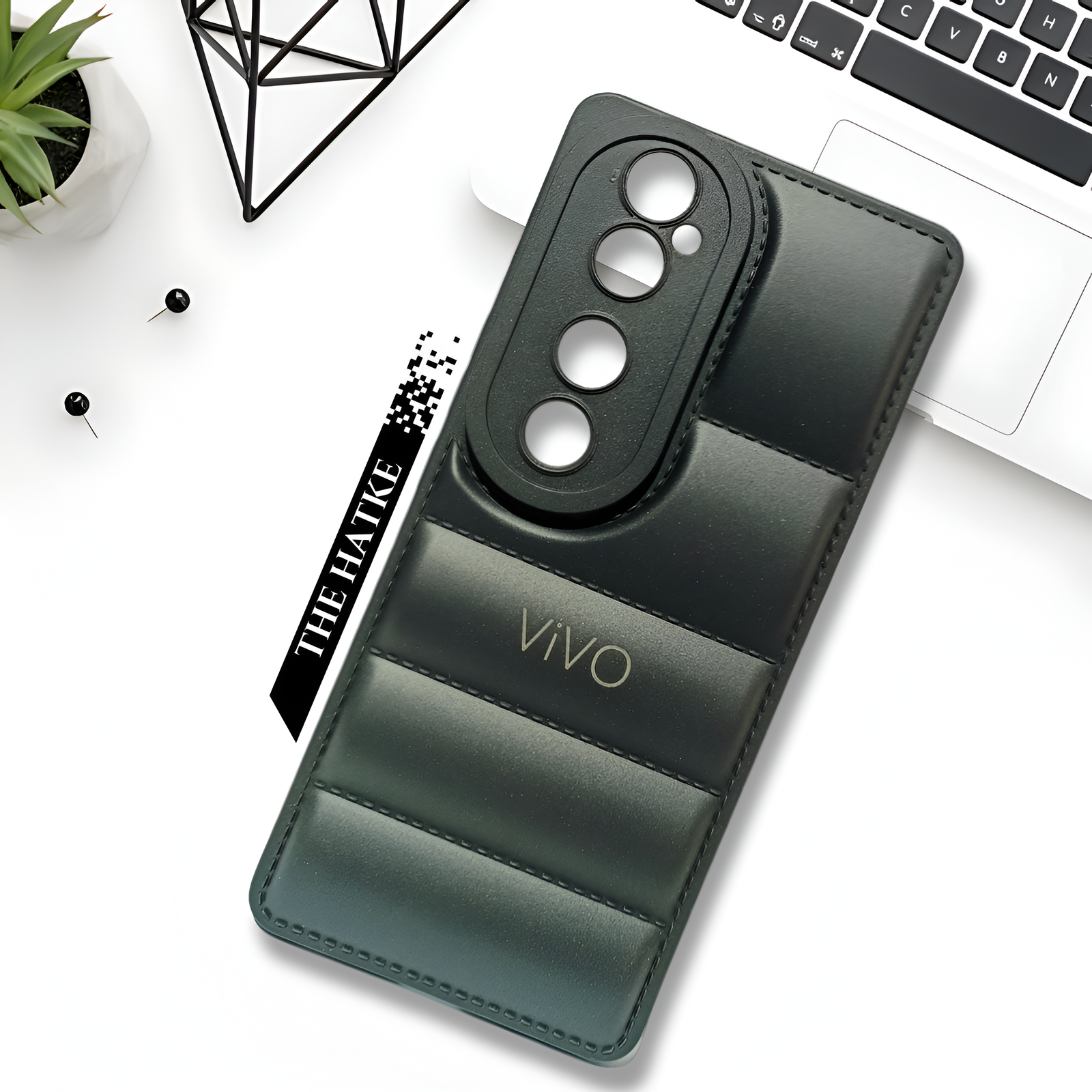 Black Puffon silicone case for Vivo V40 Pro - The Hatke