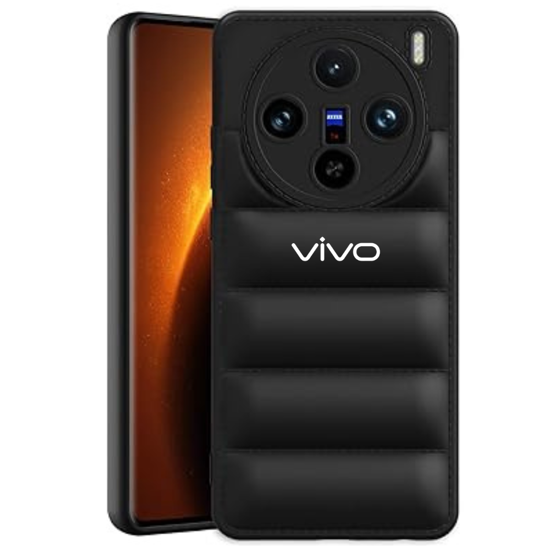 Black Puffon silicone case for Vivo X100 - The Hatke