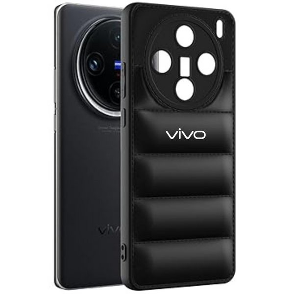 Black Puffon silicone case for Vivo X100 - The Hatke