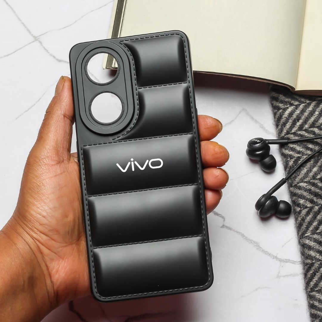 Black Puffon silicone case for Vivo Y100 - The Hatke