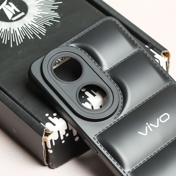 Black Puffon silicone case for Vivo Y100 - The Hatke