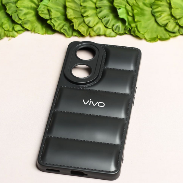 Black Puffon silicone case for Vivo Y100 - The Hatke