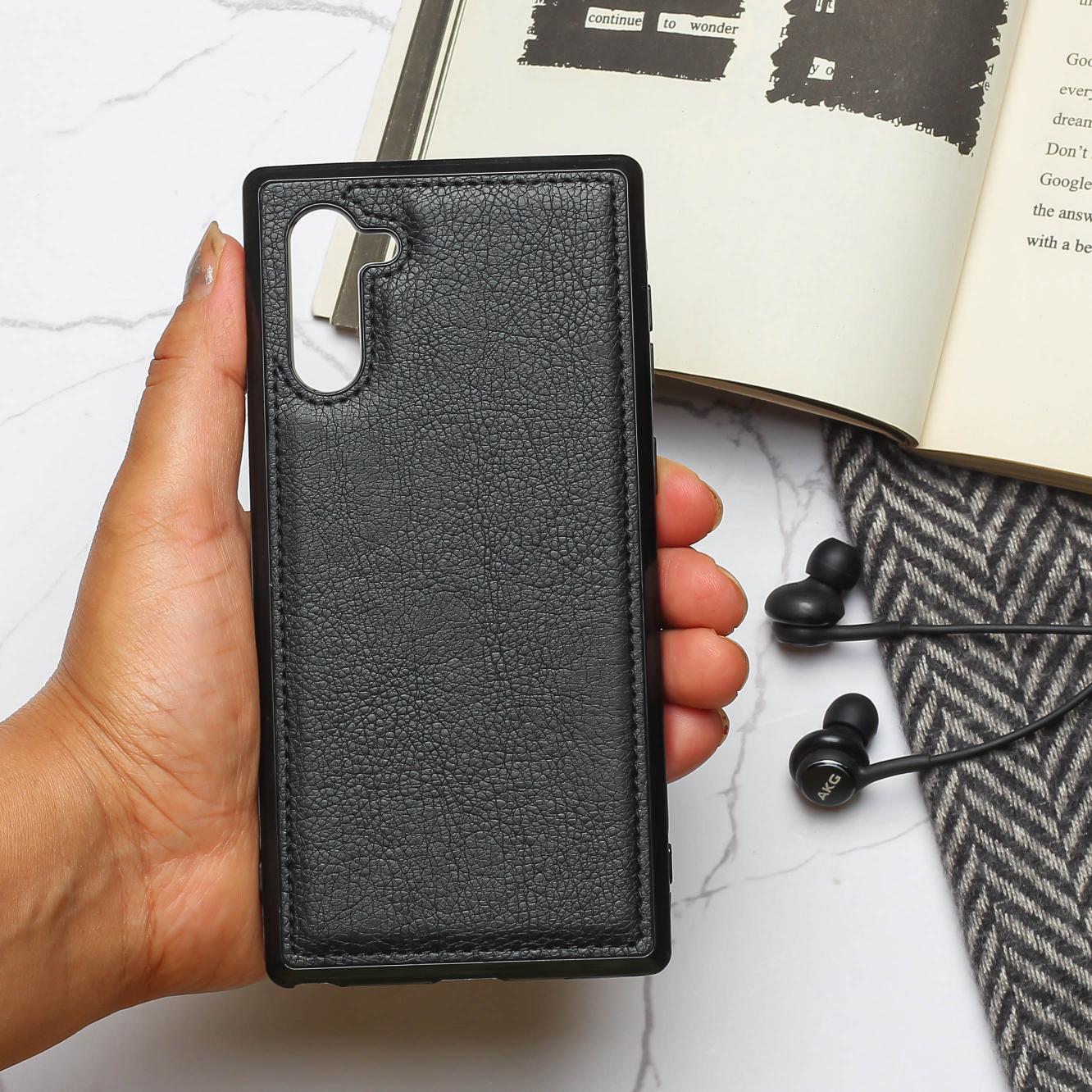 Black Puloka Leather Case for Samsung Note 10 Plus - The Hatke