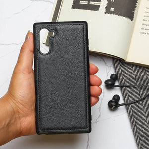 Black Puloka Leather Case for Samsung Note 10 Plus - The Hatke