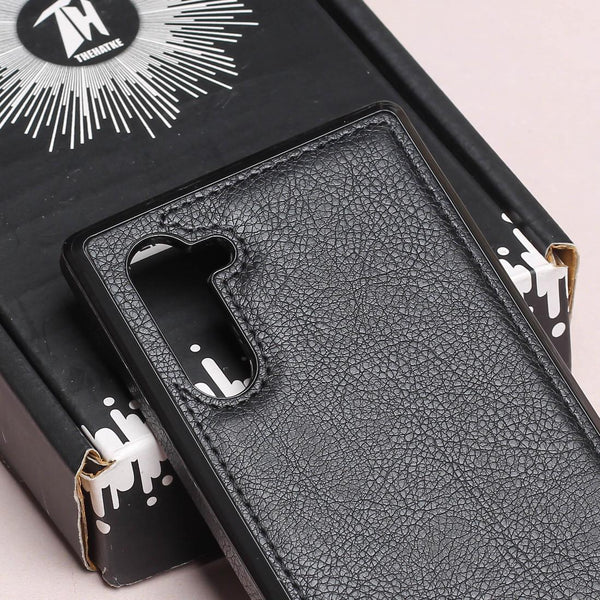 Black Puloka Leather Case for Samsung Note 10 Plus - The Hatke