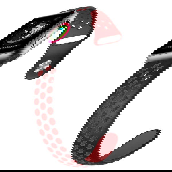 Black Red Dotted Silicone Strap For Apple Iwatch (42mm/44mm) - The Hatke