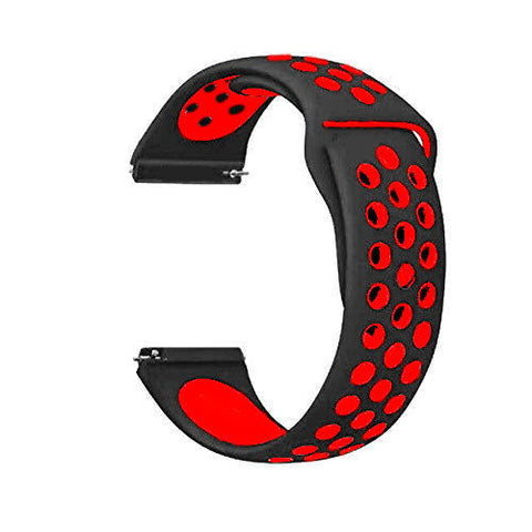 Black Red Dotted Silicone Strap For Smart Watch 20mm - The Hatke