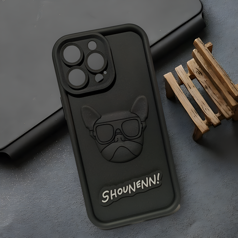 Black SHOUNENN BULLDOG Silicone case for Apple iphone 14 Pro - The Hatke