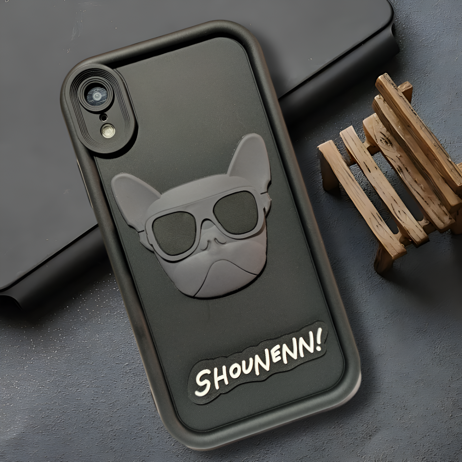 Black SHOUNENN BULLDOG Silicone case for Apple iphone XR - The Hatke