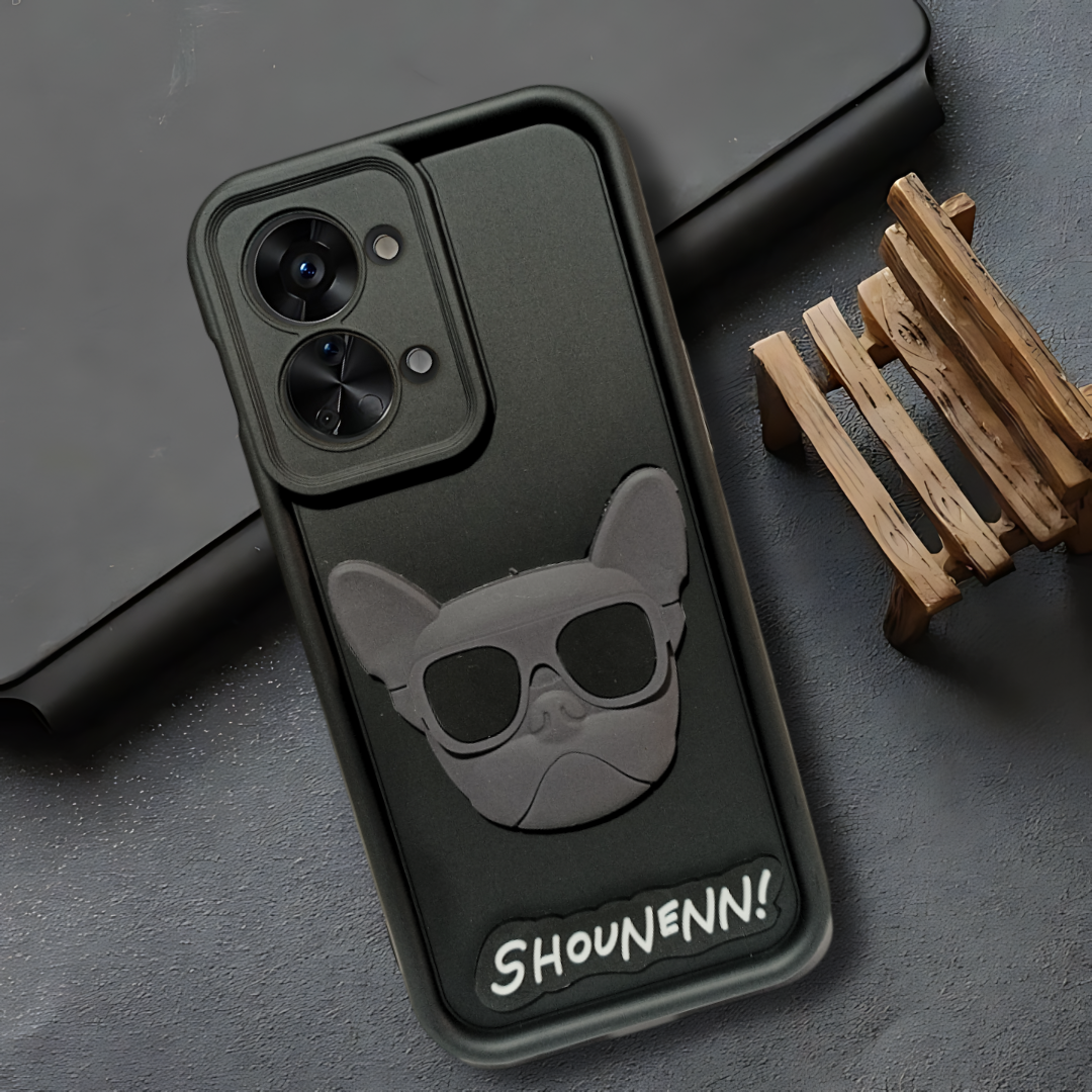 Black SHOUNENN BULLDOG Silicone case for Oneplus Nord 2T - The Hatke