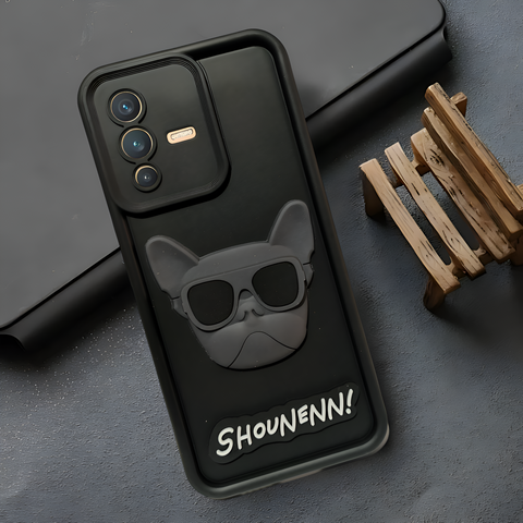 Black SHOUNENN BULLDOG Silicone case for Vivo V23 - The Hatke