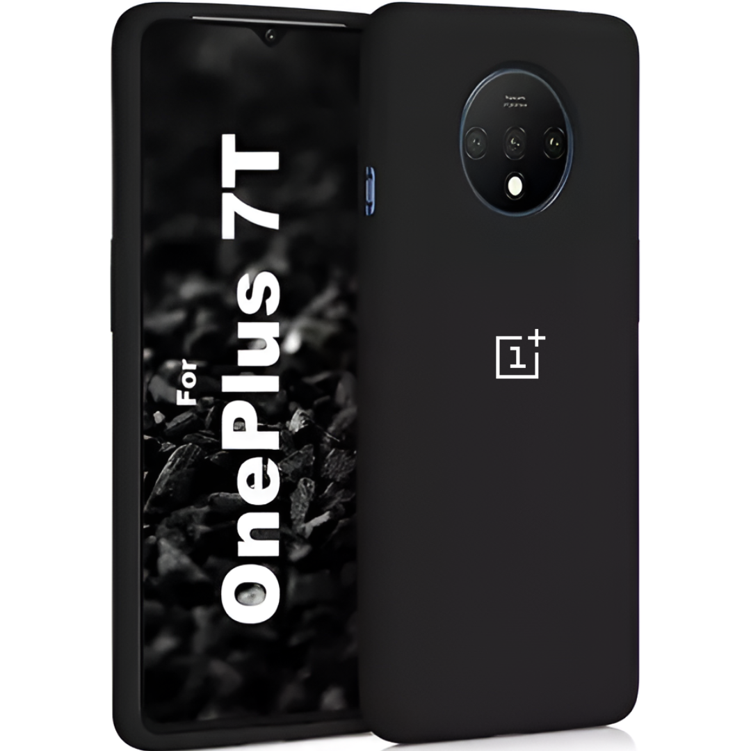 Black Silicone Case for Oneplus 7t - The Hatke