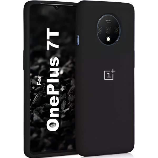 Black Silicone Case for Oneplus 7t - The Hatke