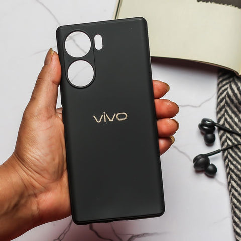Black Silicone Case for Vivo V29e 5G - The Hatke