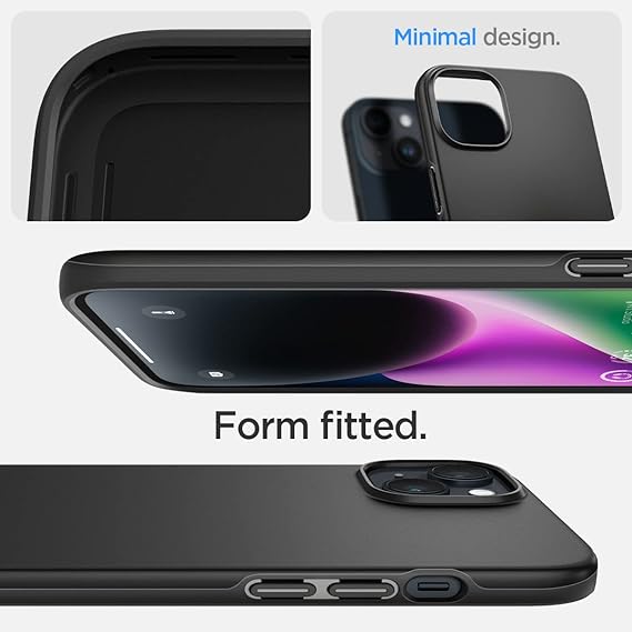 Black Thin Fit (TPU + Poly Carbonate) case for Apple Iphone 14 Plus - The Hatke