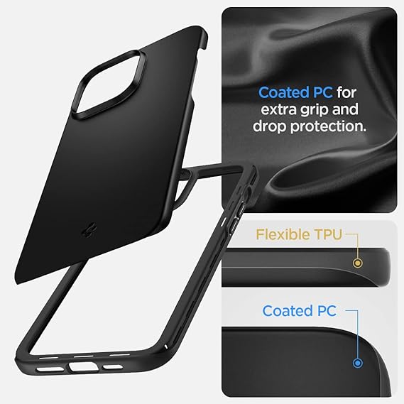 Black Thin Fit (TPU + Poly Carbonate) case for Apple Iphone 14 Plus - The Hatke