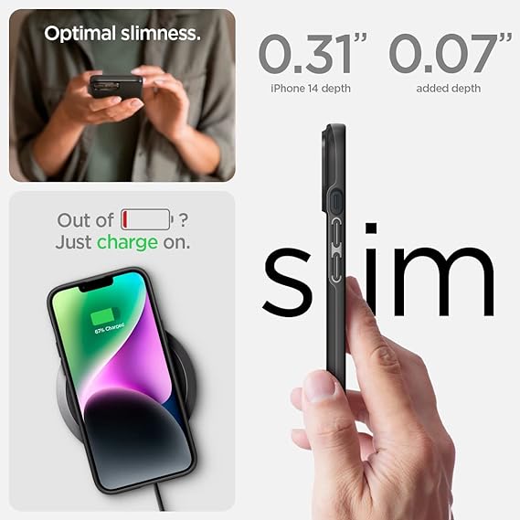Black Thin Fit (TPU + Poly Carbonate) case for Apple Iphone 14 Plus - The Hatke