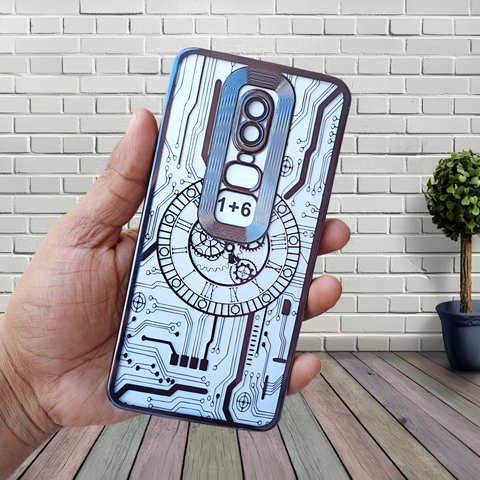 Black Watch Machine Logo Cut Transparent Case for Oneplus 6 - The Hatke