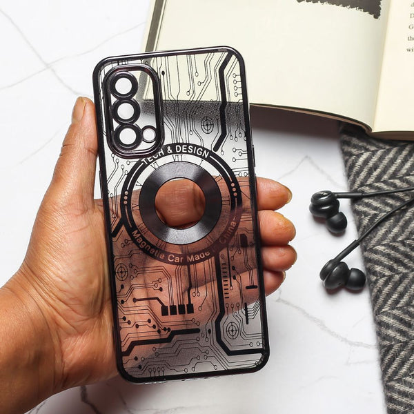 Black Watch Machine Logo Cut Transparent Case for Oneplus Nord CE - The Hatke