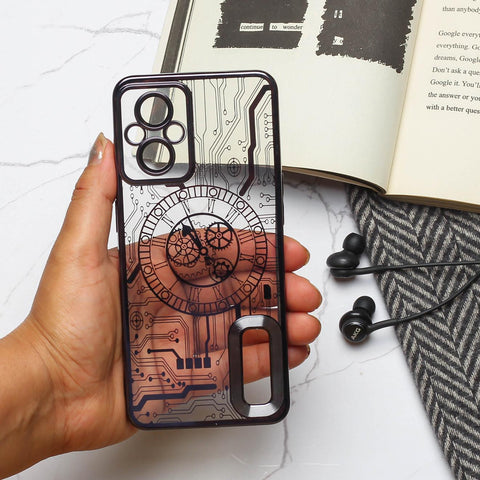 Black Watch Machine Logo Cut Transparent Case for Oppo F21 Pro - The Hatke