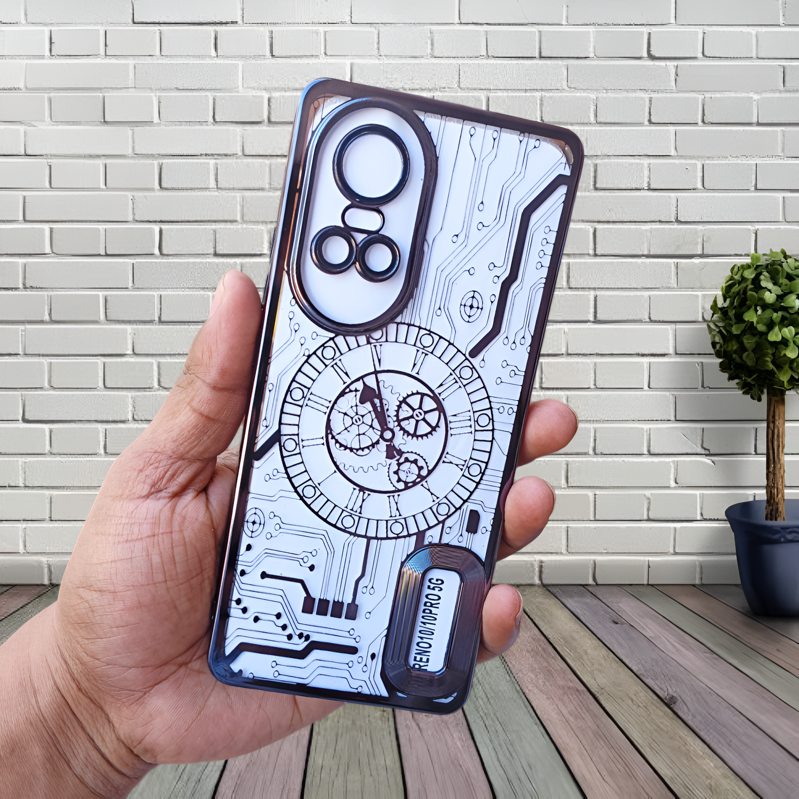 Black Watch Machine Logo Cut Transparent Case for Oppo Reno 10 - The Hatke