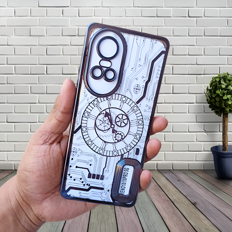 Black Watch Machine Logo Cut Transparent Case for Oppo Reno 10 - The Hatke