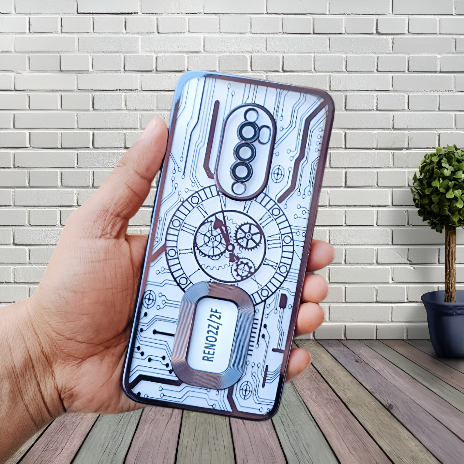 Black Watch Machine Logo Cut Transparent Case for Oppo Reno 2F - The Hatke