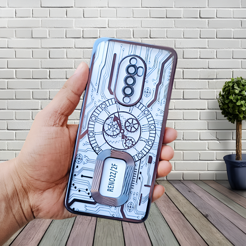 Black Watch Machine Logo Cut Transparent Case for Oppo Reno 2F - The Hatke