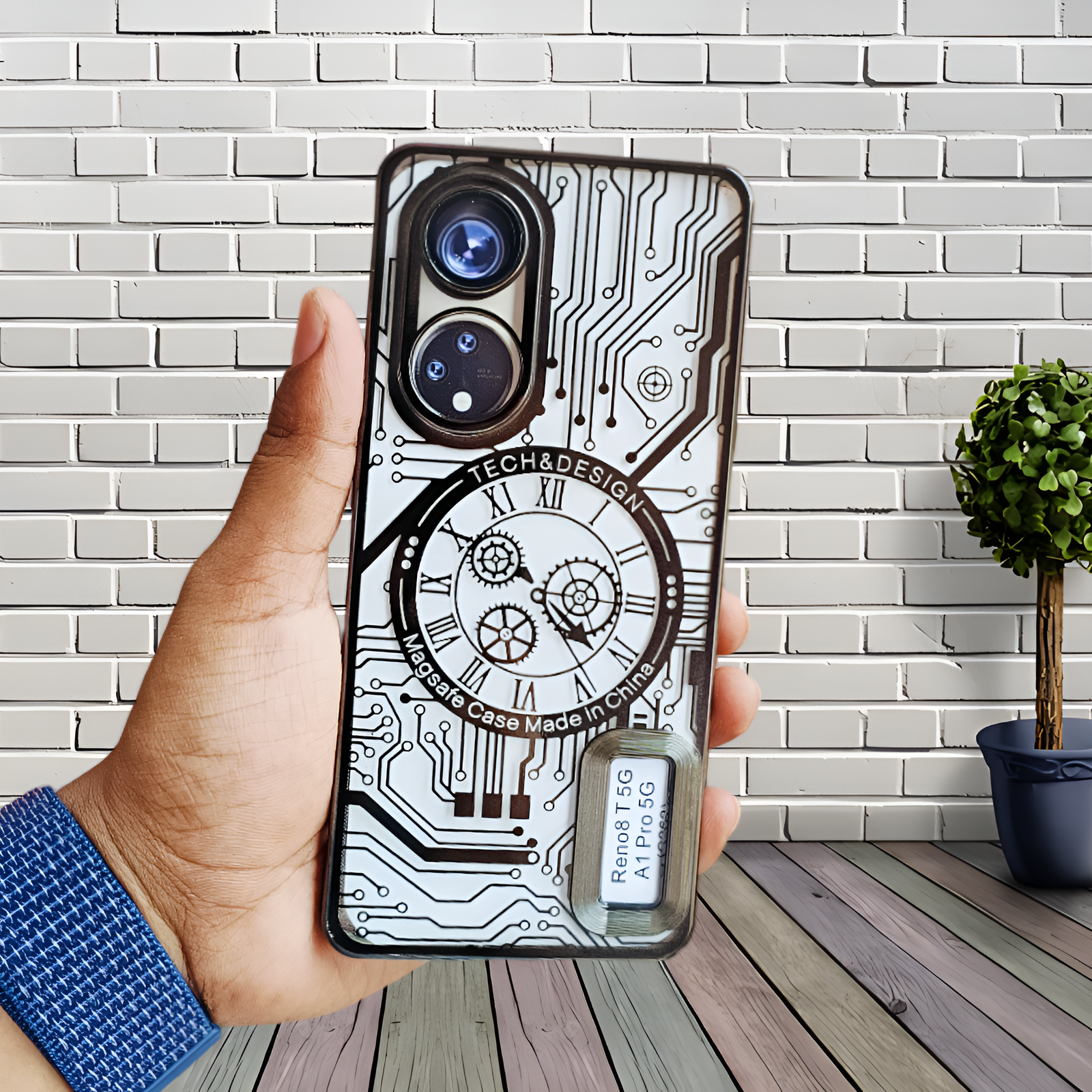 Black Watch Machine Logo Cut Transparent Case for Oppo Reno 8T - The Hatke