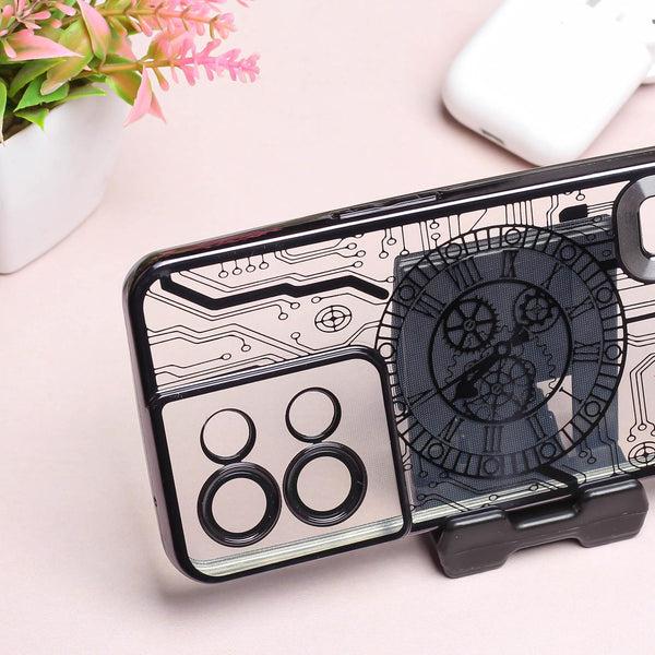 Black Watch Machine Logo Cut Transparent Case for Oppo Reno 8 - The Hatke