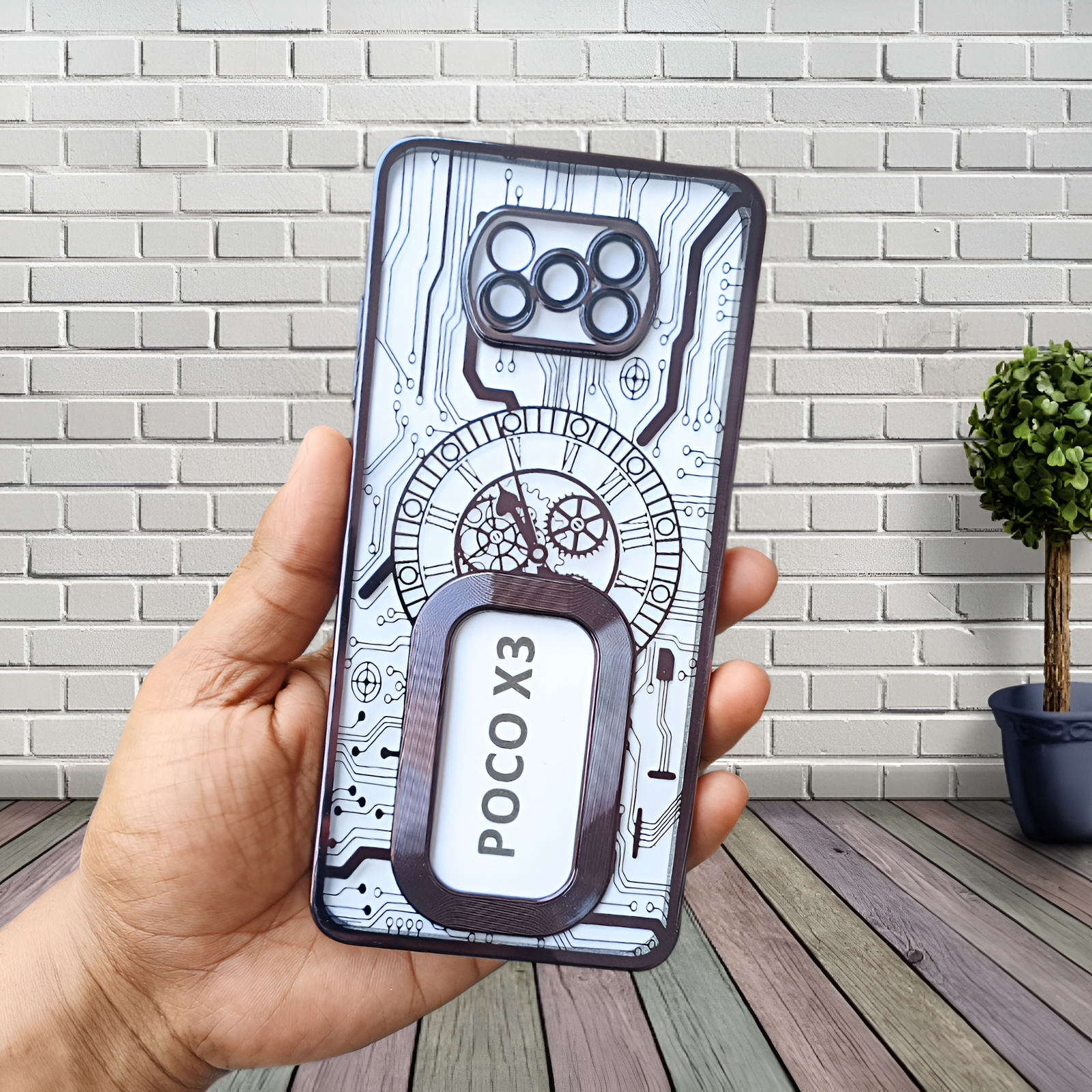 Black Watch  Machine Logo Cut Transparent Case for Poco X3 - The Hatke