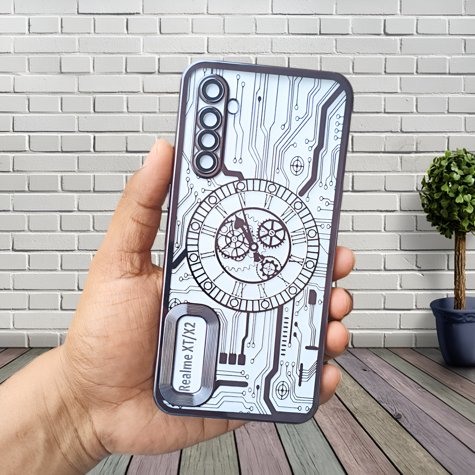 Black Watch Machine Logo Cut Transparent Case for Realme Xt - The Hatke