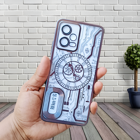 Black Watch Machine Logo Cut Transparent Case for Redmi Note 12 - The Hatke