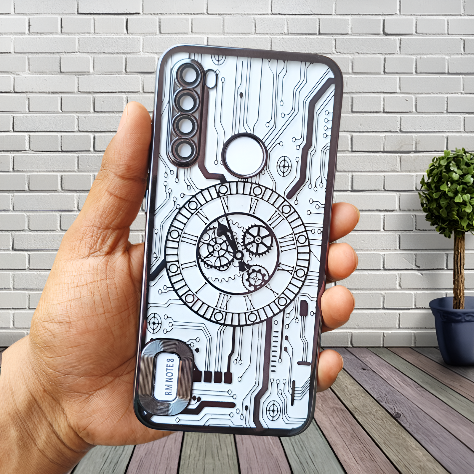 Black Watch Machine Logo Cut Transparent Case for Redmi Note 8 - The Hatke