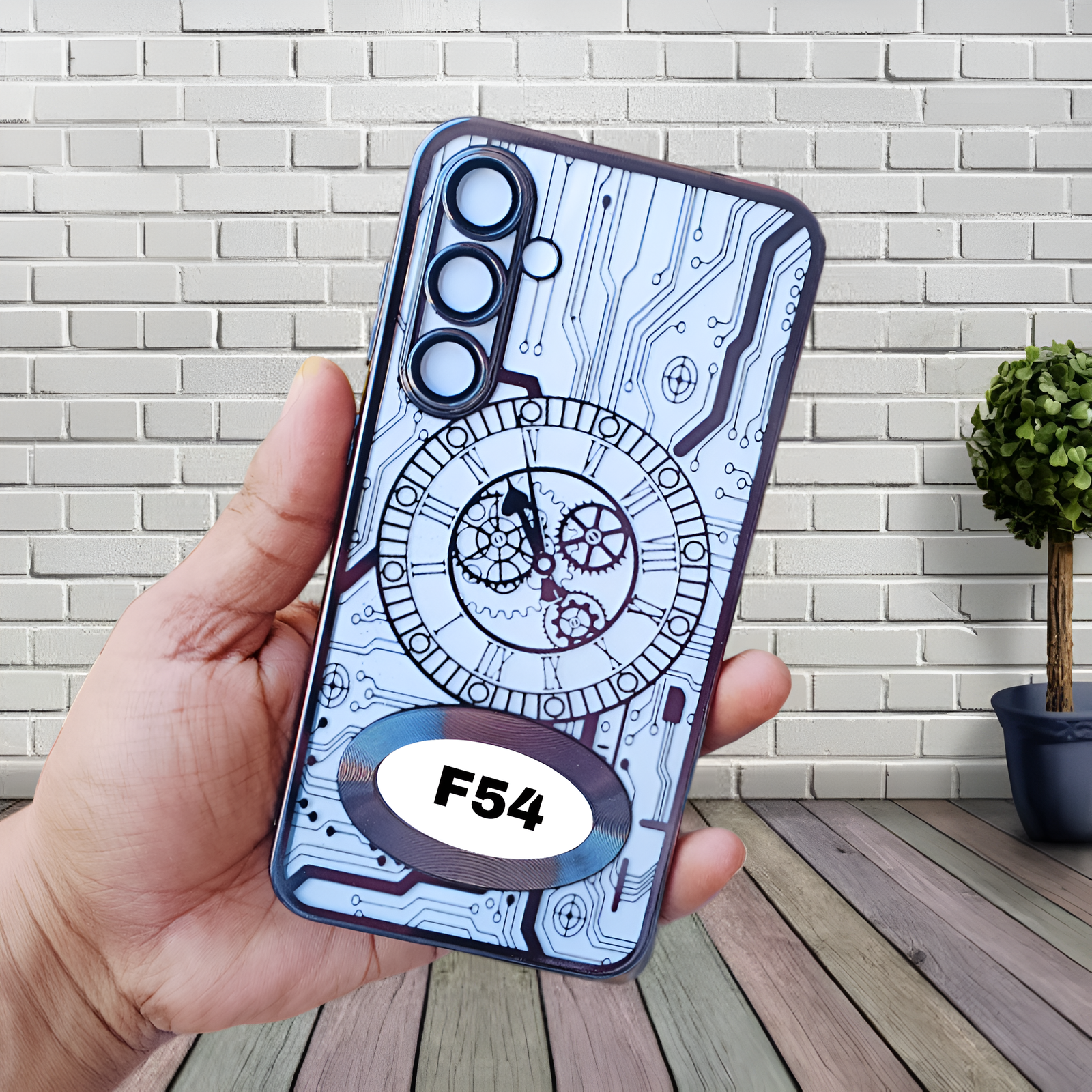 Black Watch Machine Logo Cut Transparent Case for Samsung F54 - The Hatke