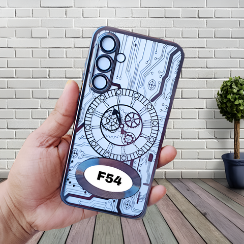 Black Watch Machine Logo Cut Transparent Case for Samsung F54 - The Hatke