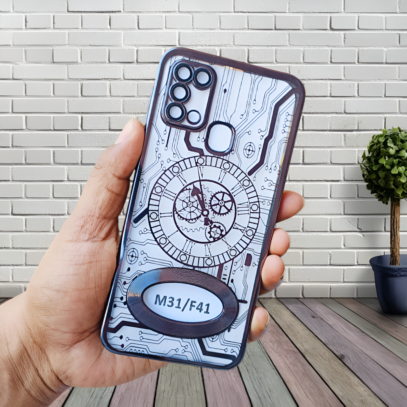 Black Watch Machine Logo Cut Transparent Case for Samsung M31 - The Hatke