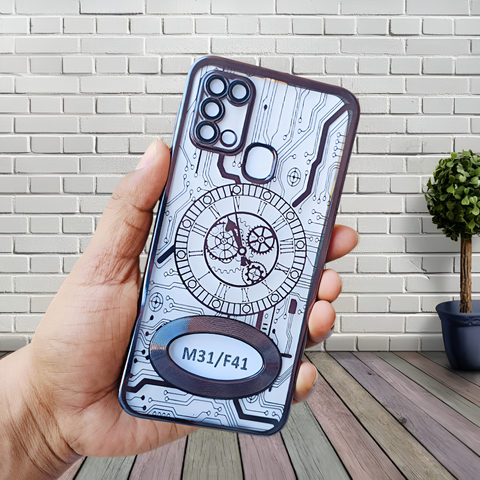 Black Watch Machine Logo Cut Transparent Case for Samsung M31 - The Hatke